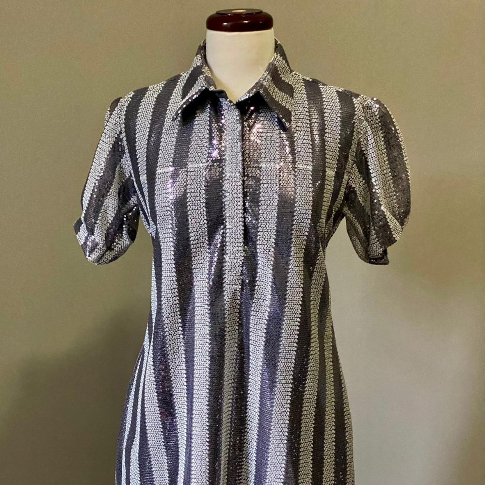 Women Sequin Grey/white Cocktail Dress